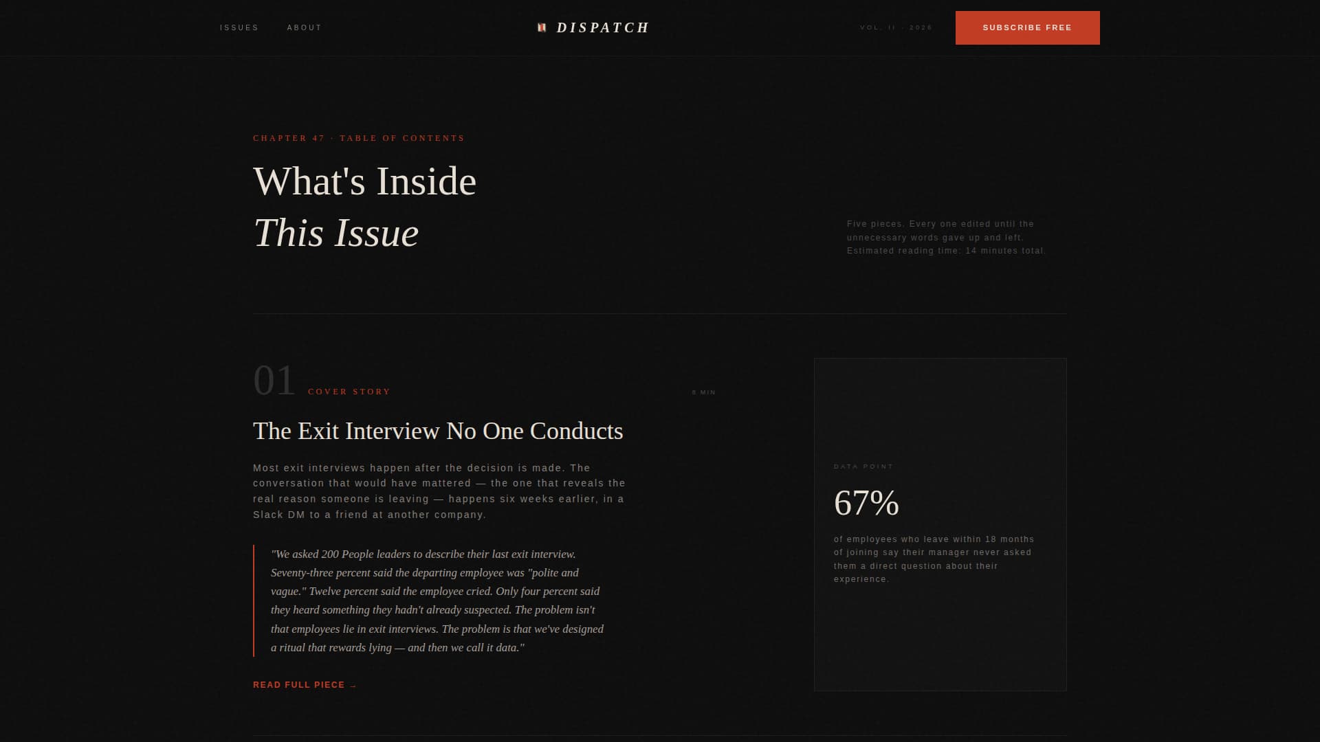Dispatch - Curated HR Ops Landing Page Template