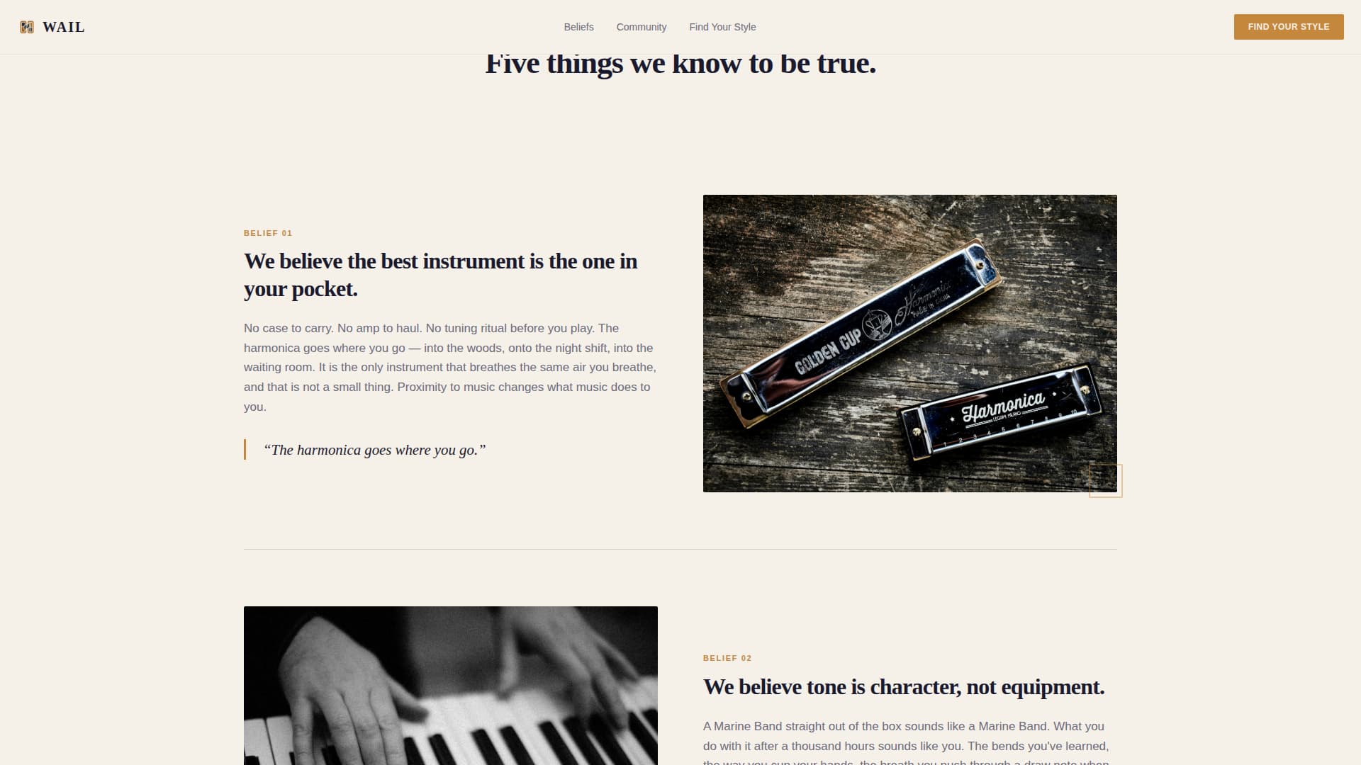 Wail - Soulful Harmonica Landing Page Template