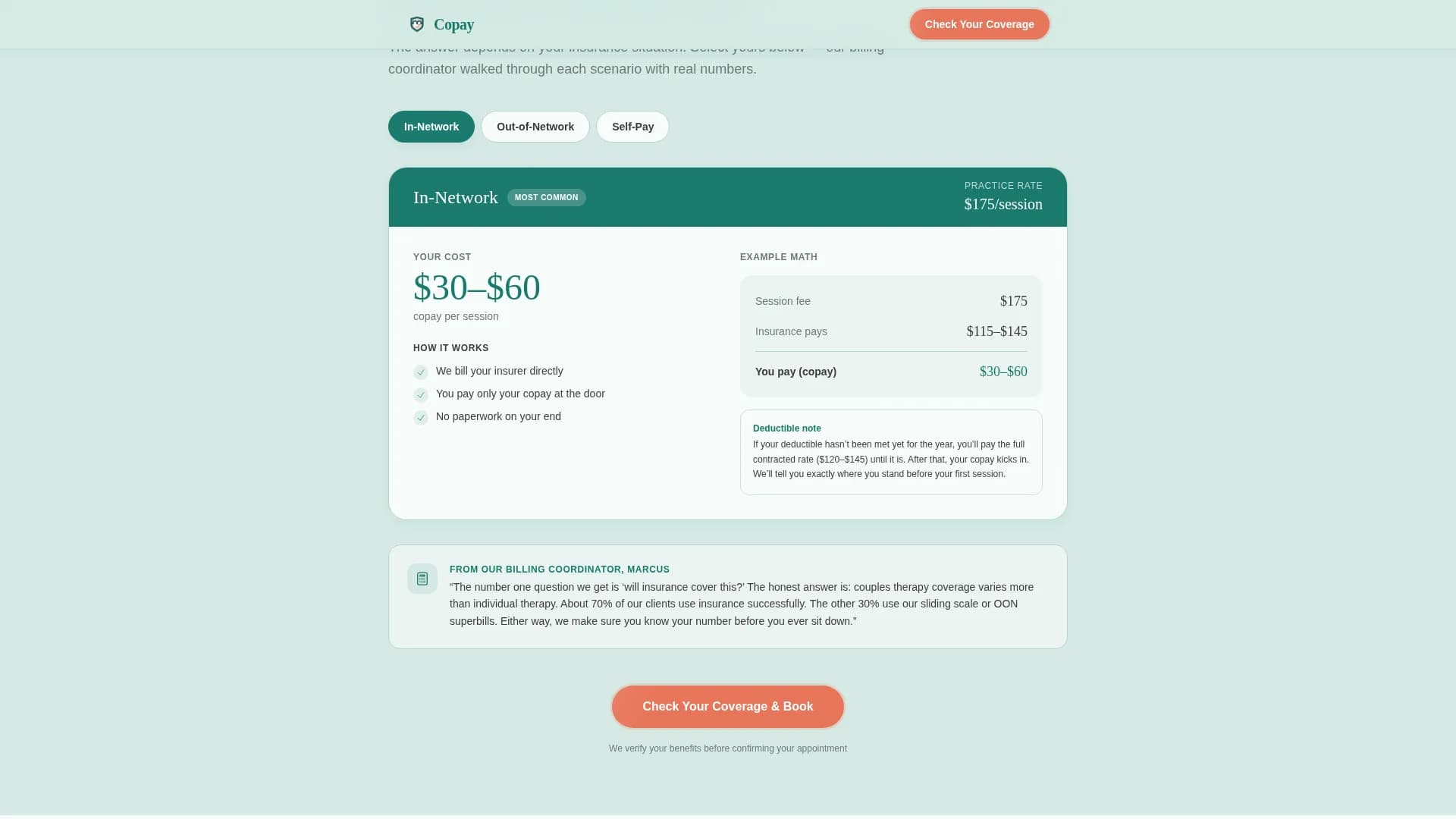 Copay - Counseling Services Landing Page Template
