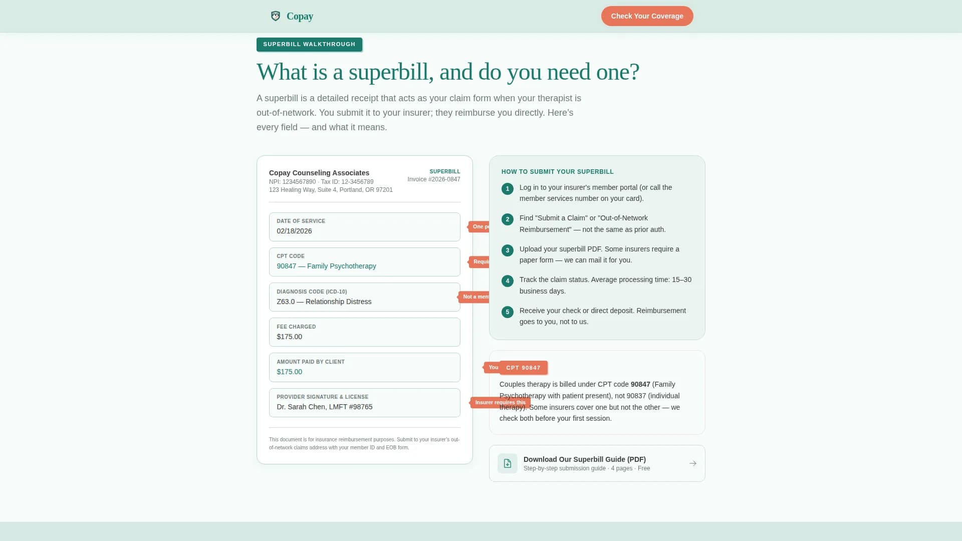 Copay - Counseling Services Landing Page Template