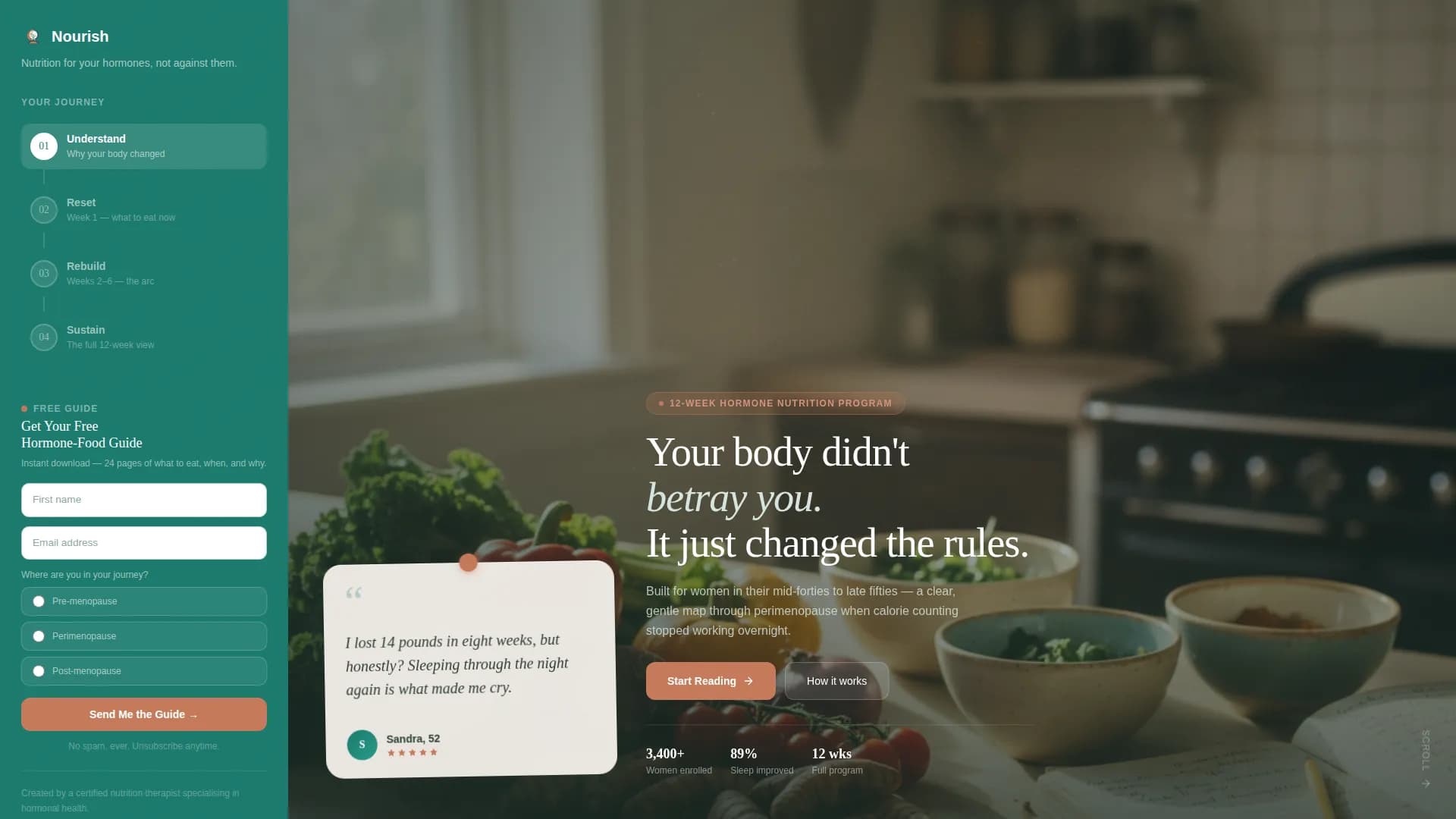 Nourish - Menopause Nutrition Landing Page Template