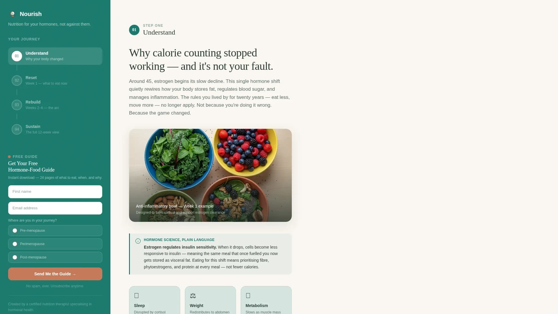 Nourish - Menopause Nutrition Landing Page Template