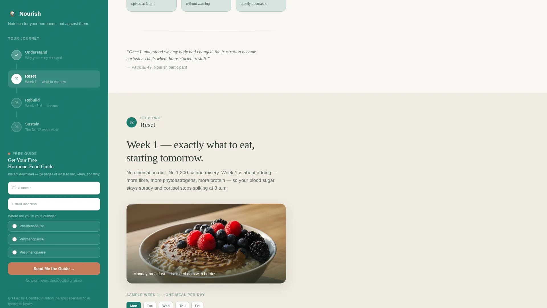 Nourish - Menopause Nutrition Landing Page Template