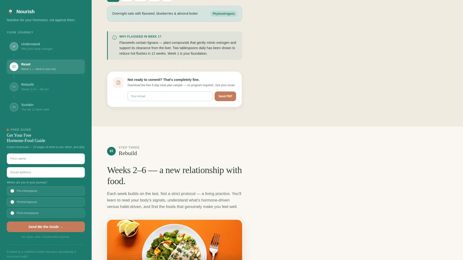 Nourish - Menopause Nutrition Landing Page Template