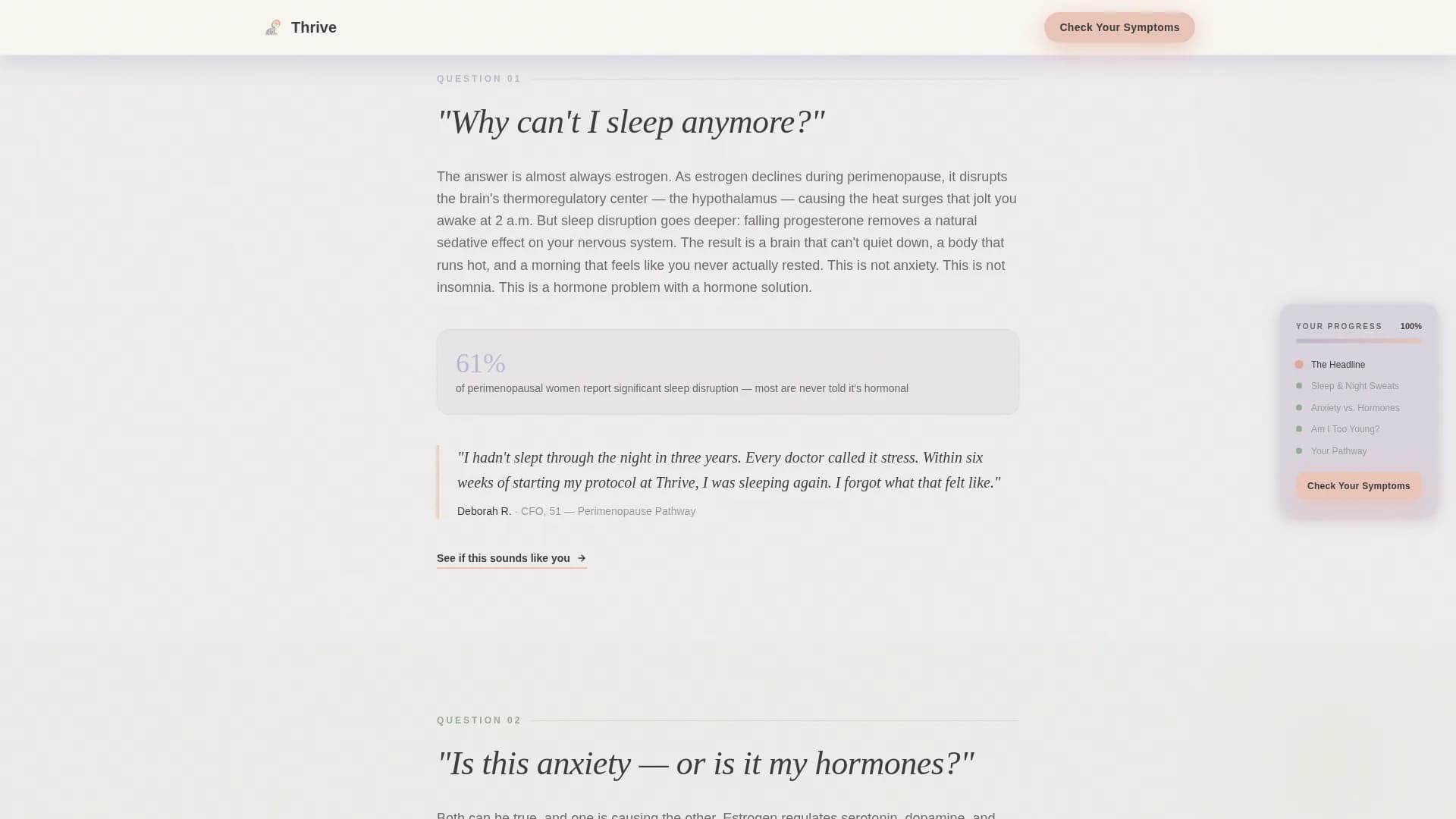 Thrive - Menopause Clinic Landing page Template
