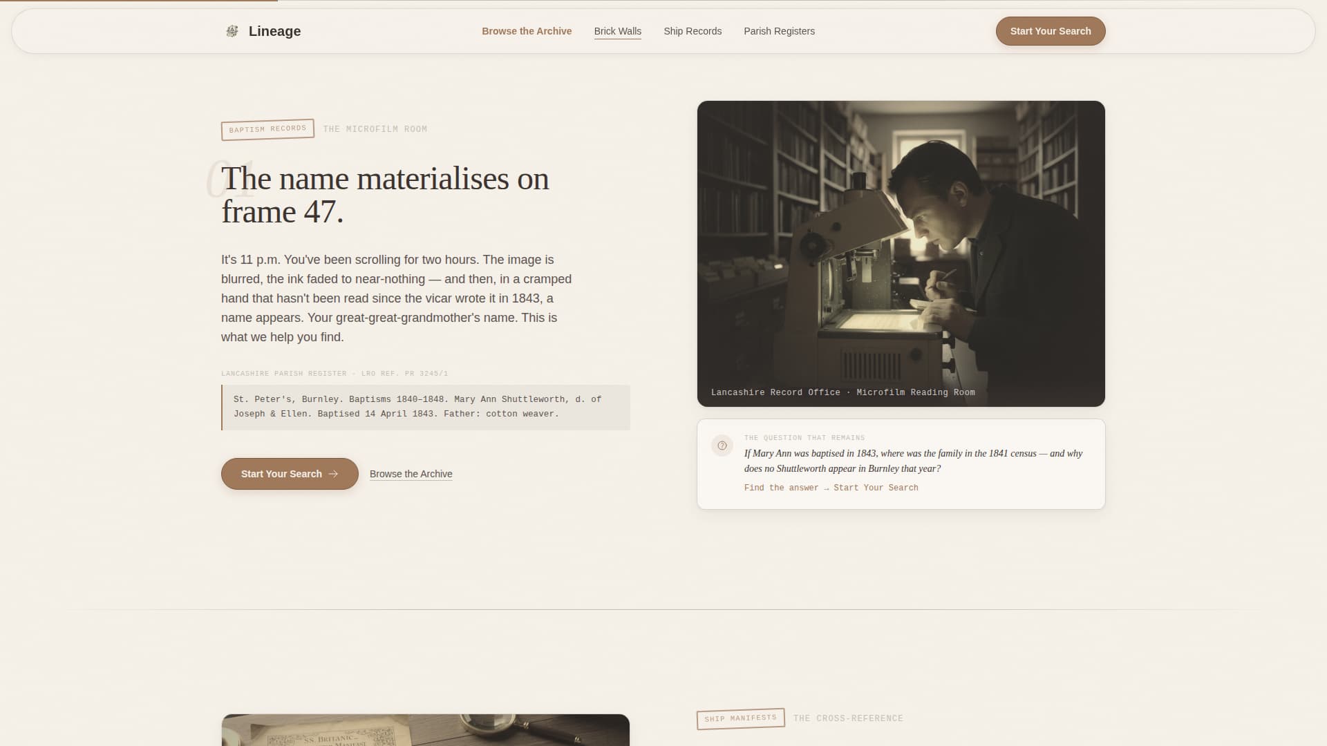 Lineage - Timeless Genealogy Landing Page Template