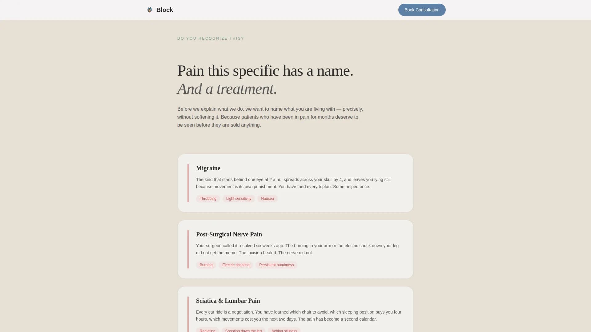 Pain Management Booking Website Template