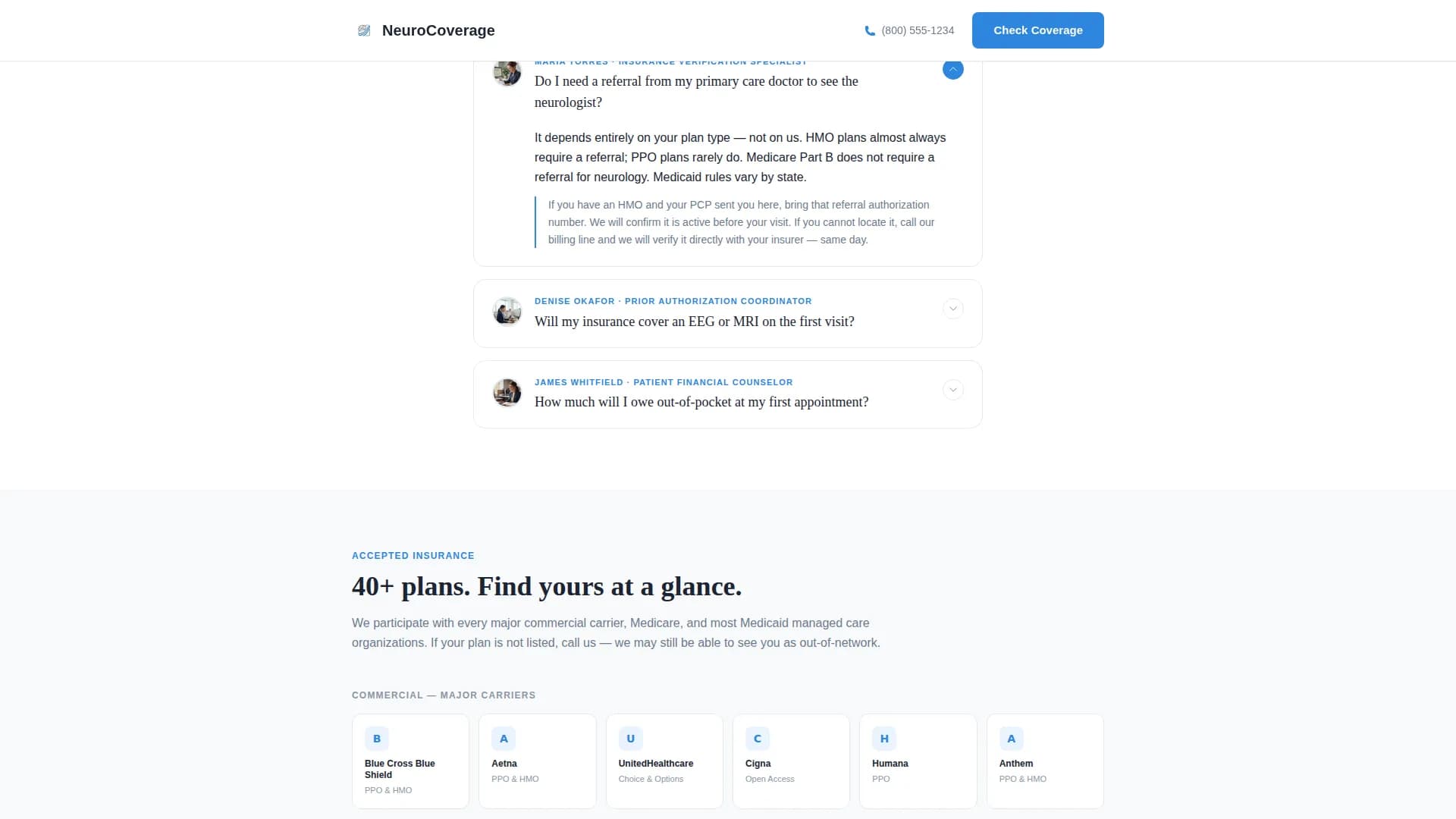 Neurologist FAQ Website Template