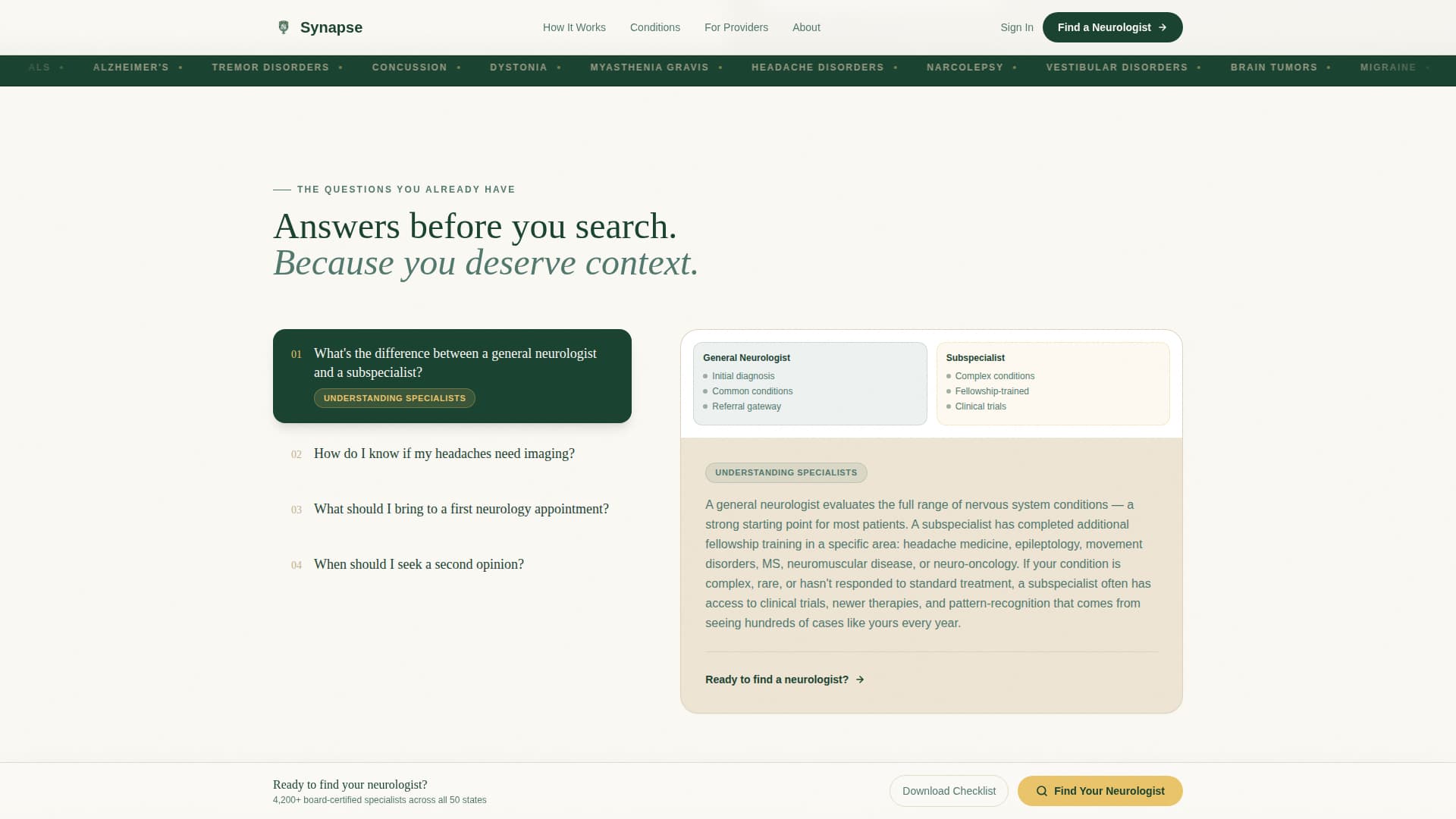 Neurologist FAQ Website Template