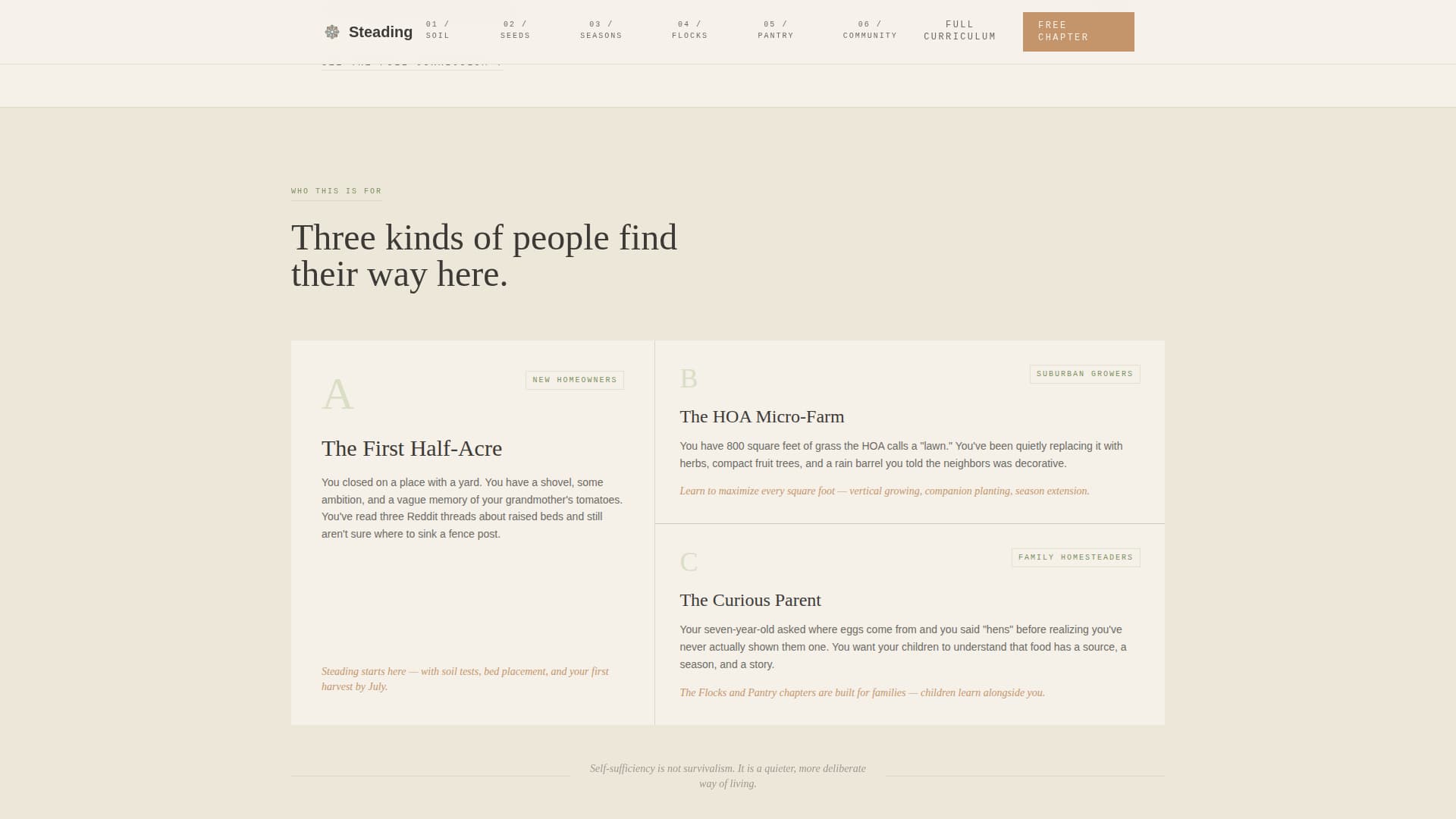 Steading - Seasonal Homesteading Landing Page Template