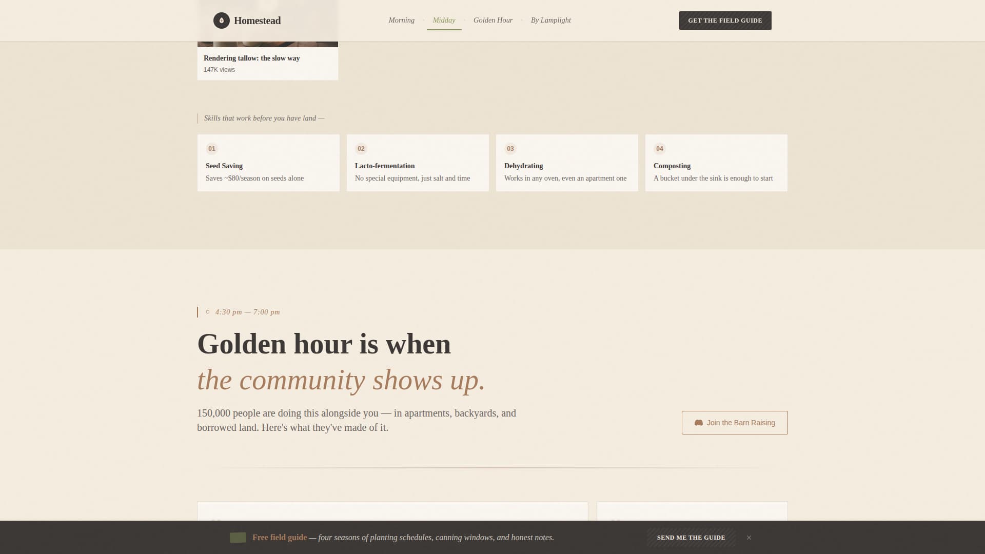 Homestead — Sustainable Off-Grid Landing Page Template