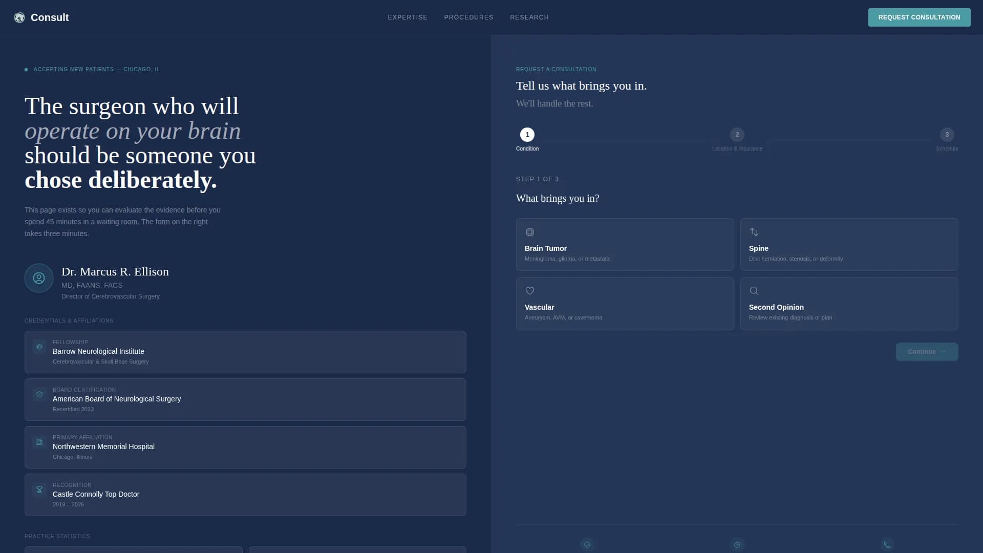 Neurosurgeon Booking Website Template