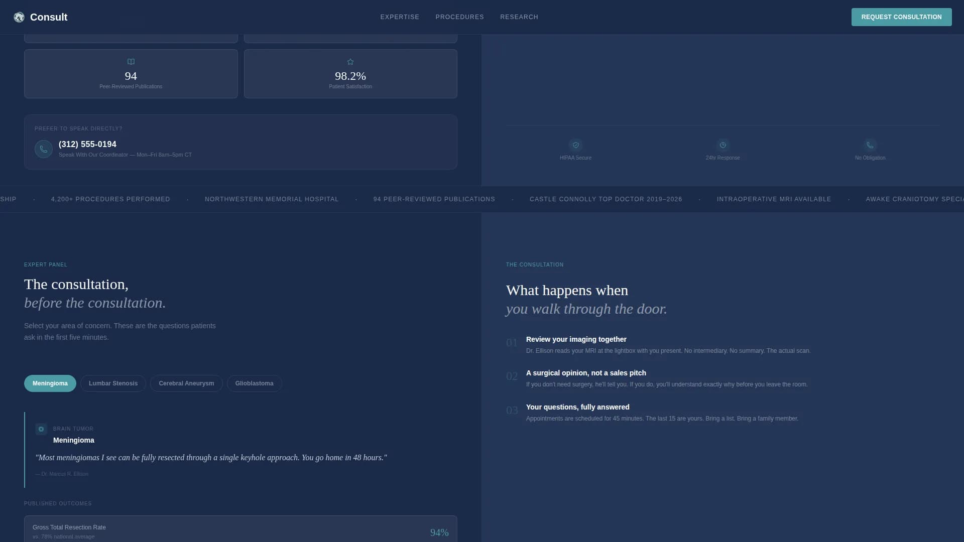 Neurosurgeon Booking Website Template