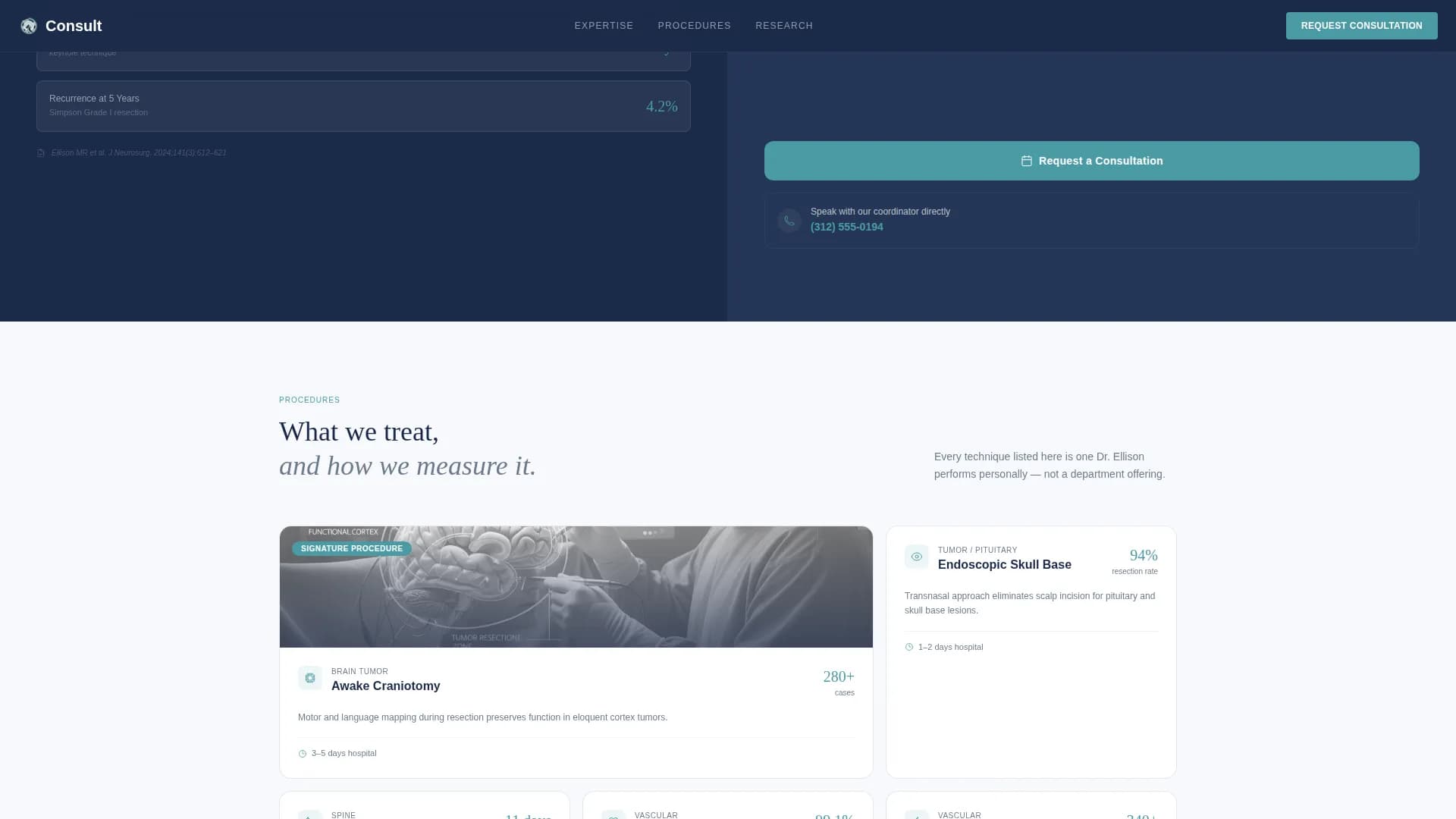 Neurosurgeon Booking Website Template