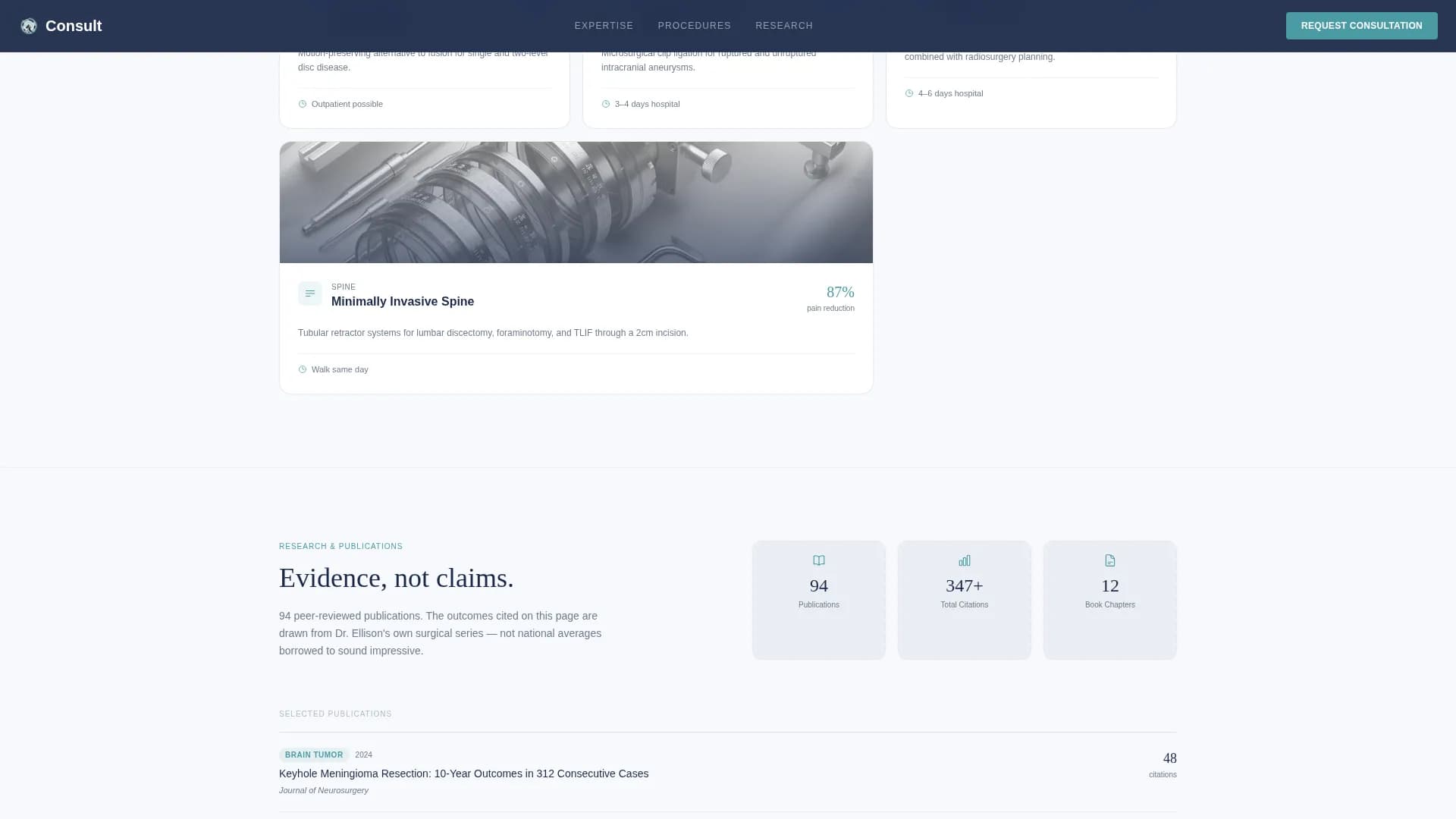 Neurosurgeon Booking Website Template