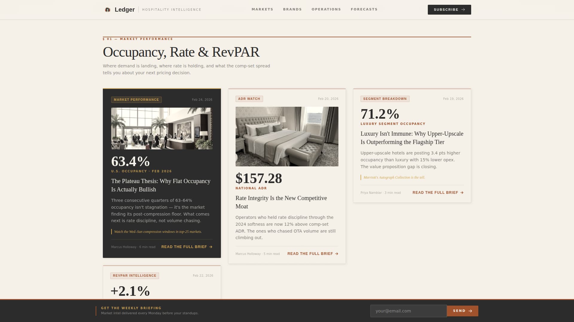 Ledger - Authoritative Hospitality Landing Page Template