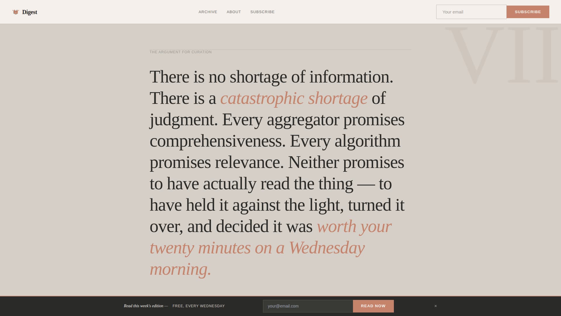 Digest - Curated Newsletter Landing Page Template