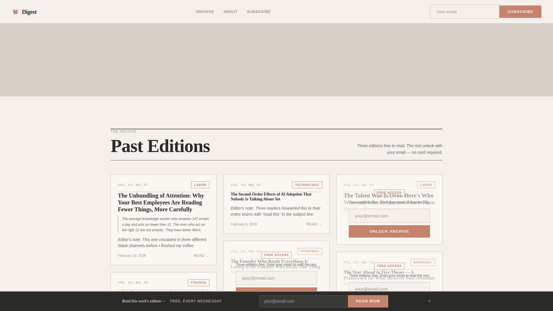 Digest - Curated Newsletter Landing Page Template