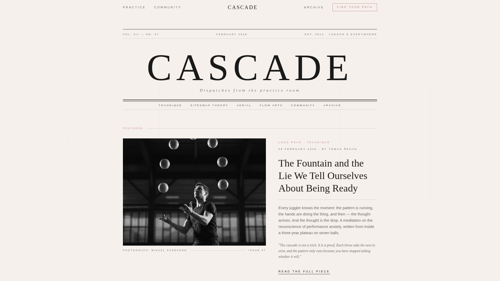 Cascade - Captivating Circusarts Landing Page Template