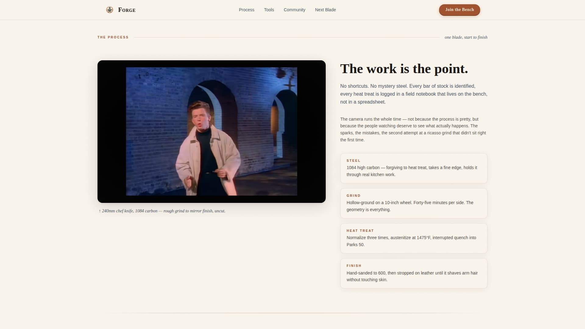 Forge - Handcrafted Bladesmith Landing Page Template