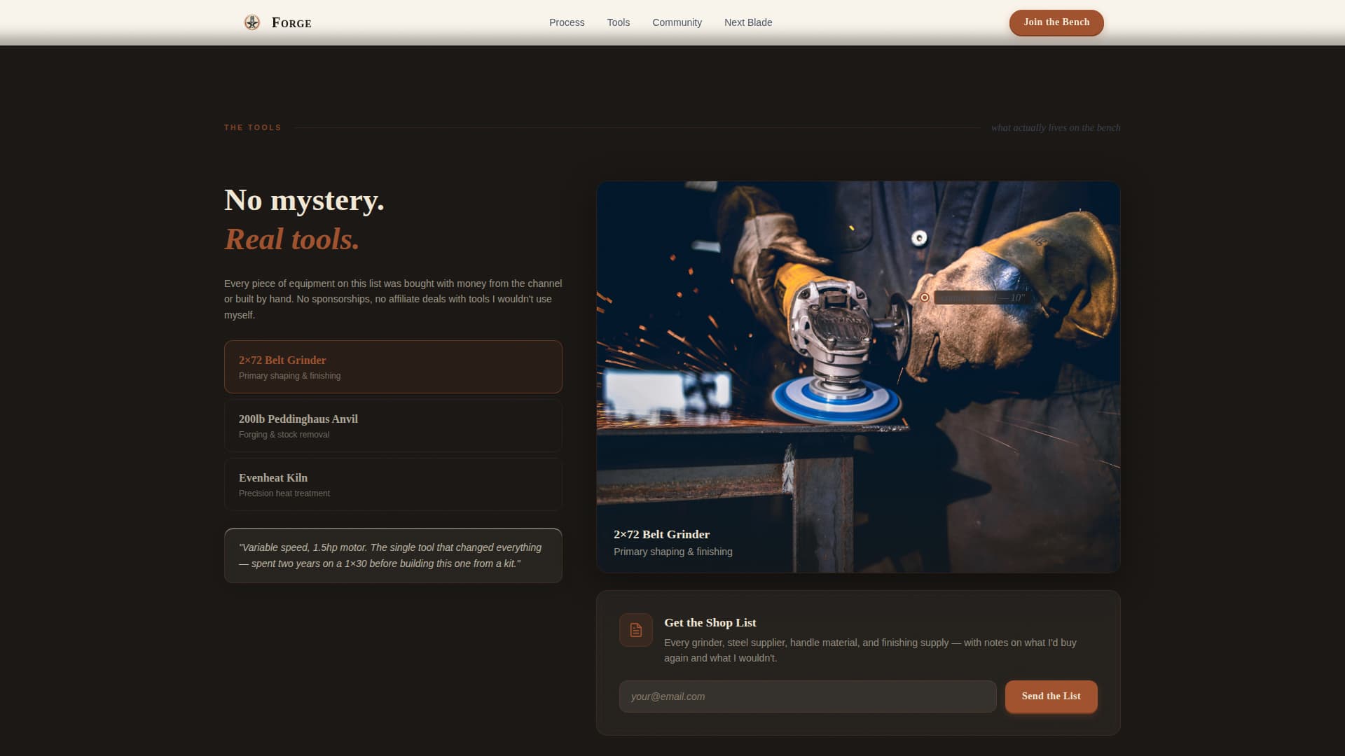 Forge - Handcrafted Bladesmith Landing Page Template