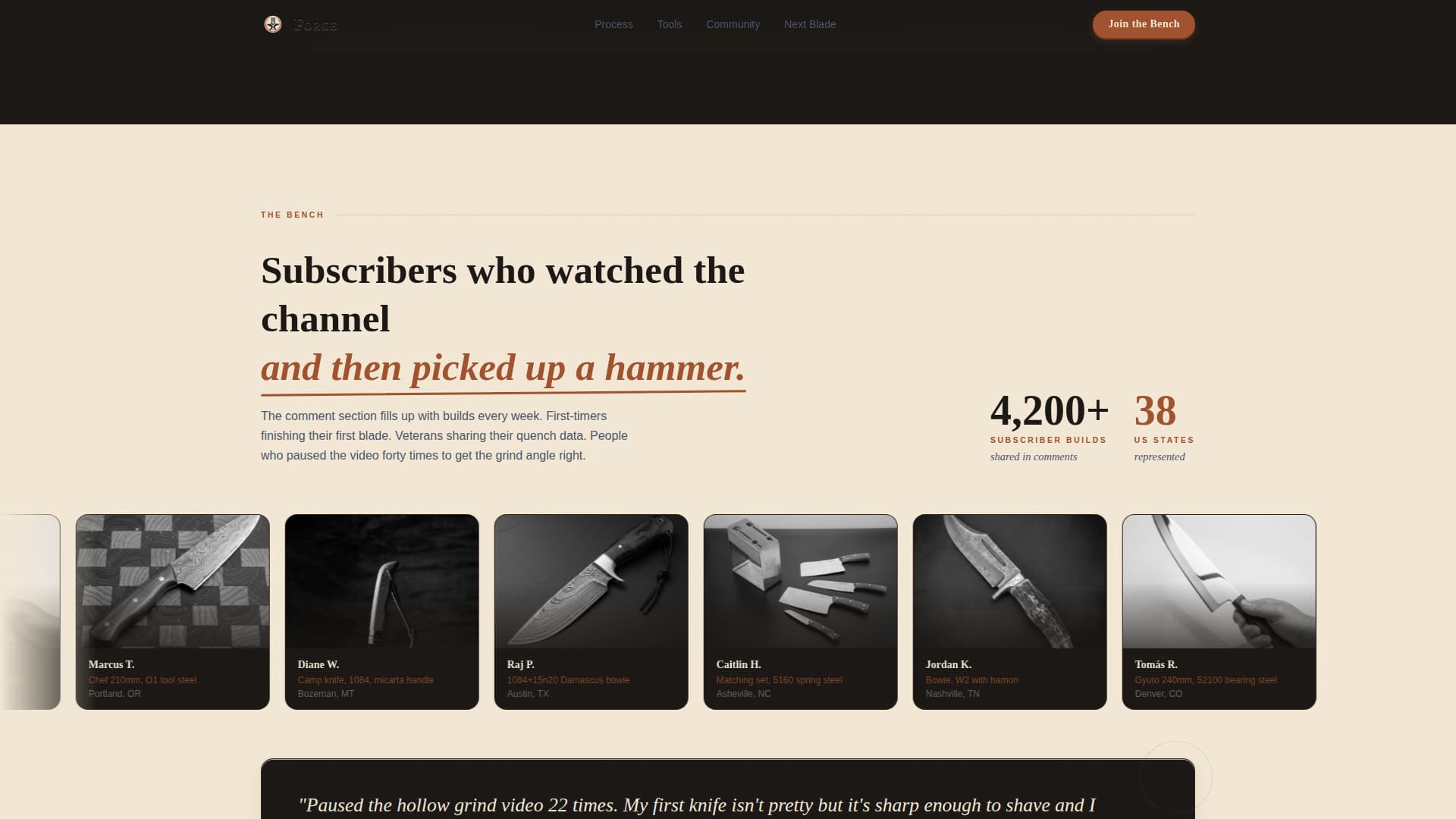 Forge - Handcrafted Bladesmith Landing Page Template
