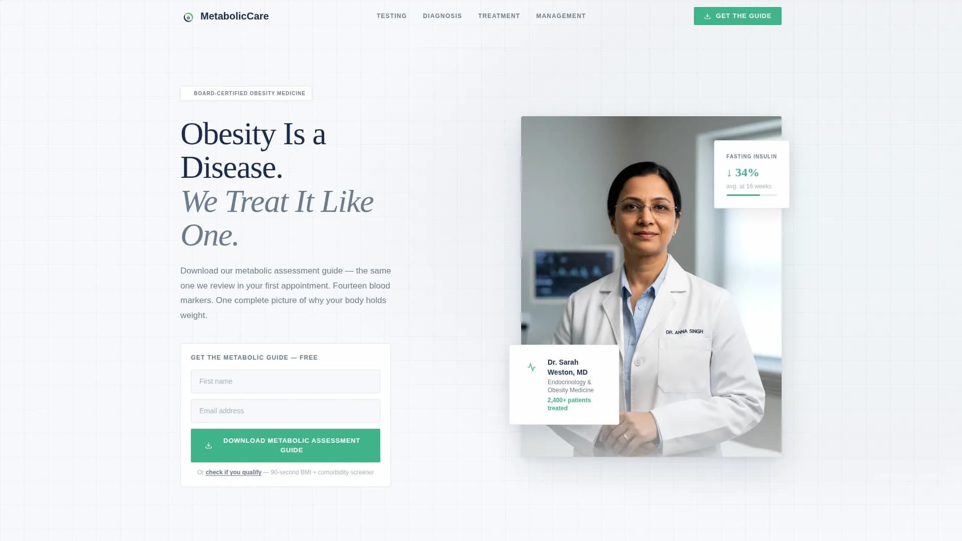 Obesity Care Professional Website Template