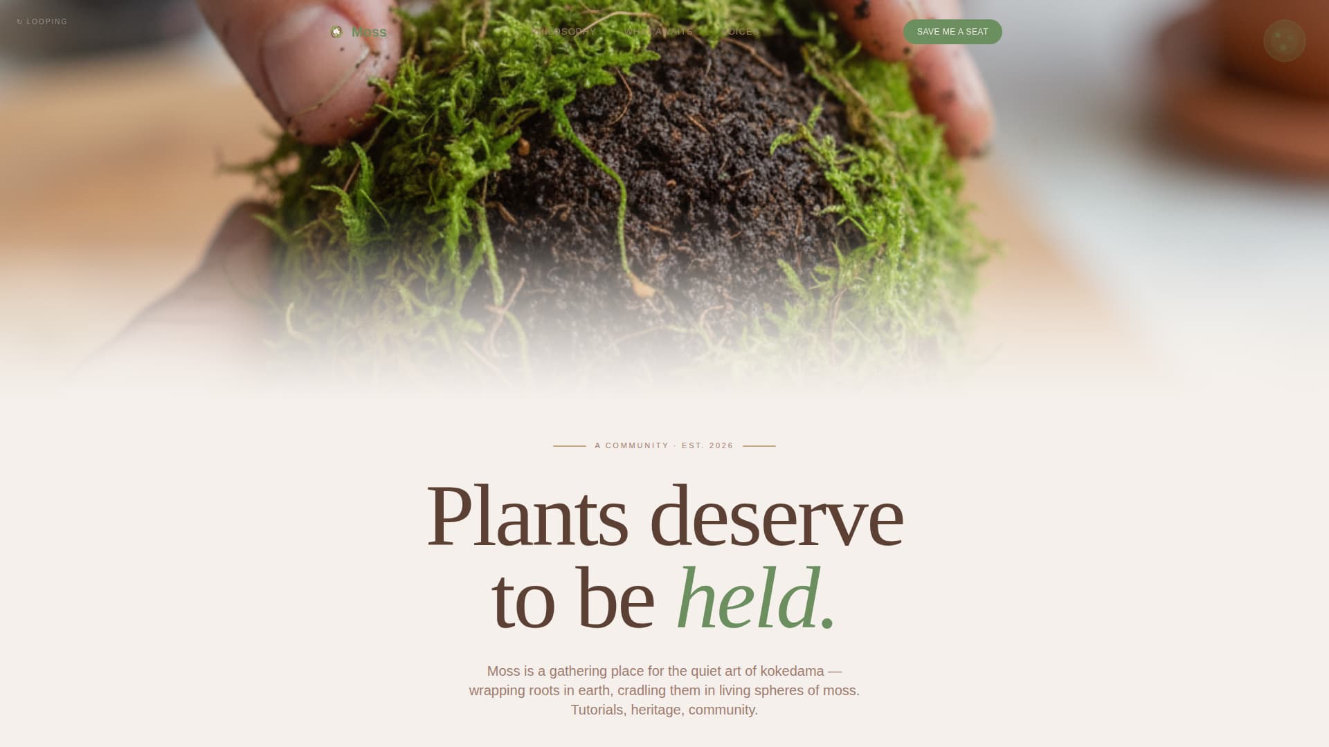 Moss - Serene Kokedama Landing Page Template