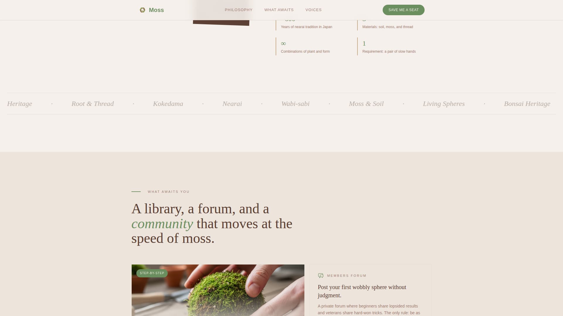 Moss - Serene Kokedama Landing Page Template