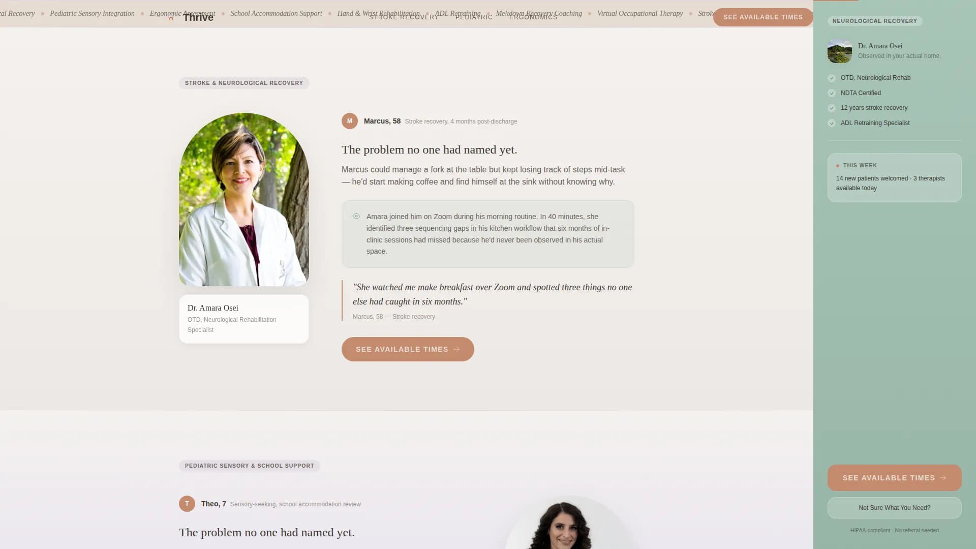 Occupational Therapist Specialist Booking Website Template