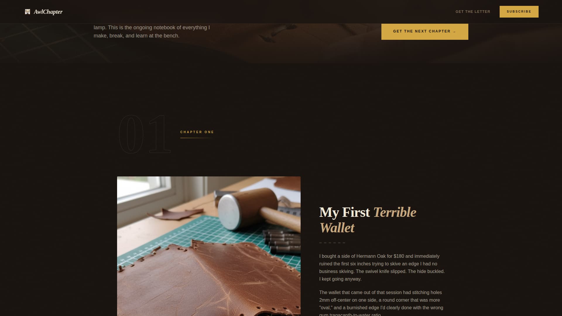 Awl - Cinematic Leatherworking Landing Page Template