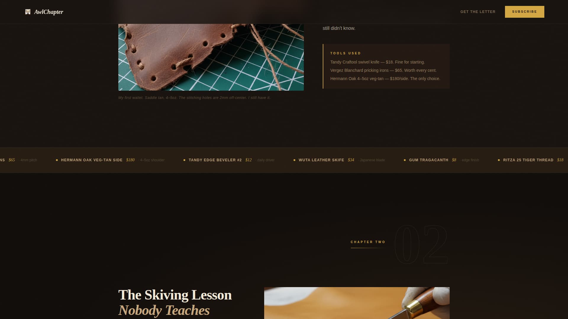 Awl - Cinematic Leatherworking Landing Page Template