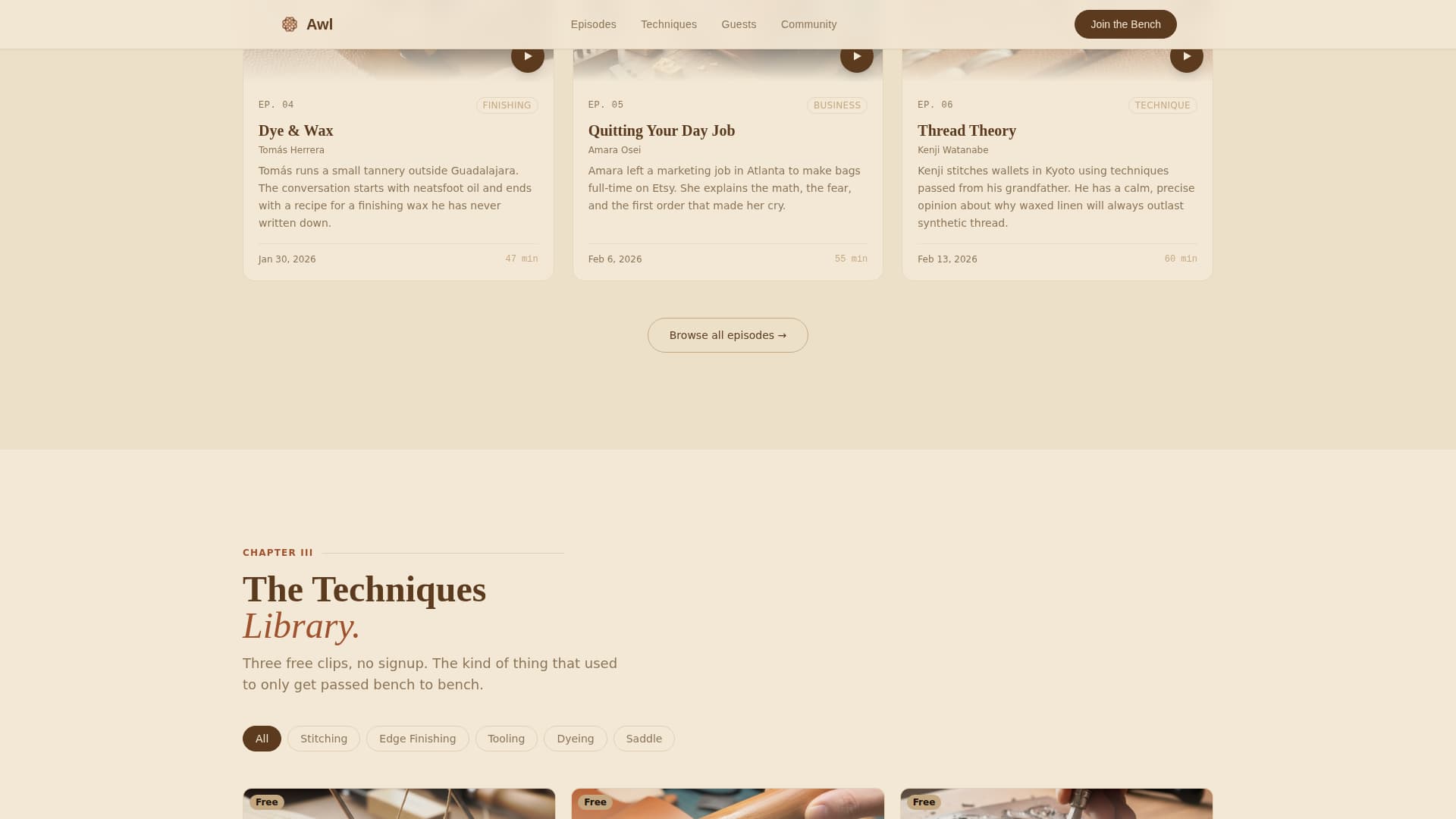 Awl - Compelling Leatherworking Landing Page Template