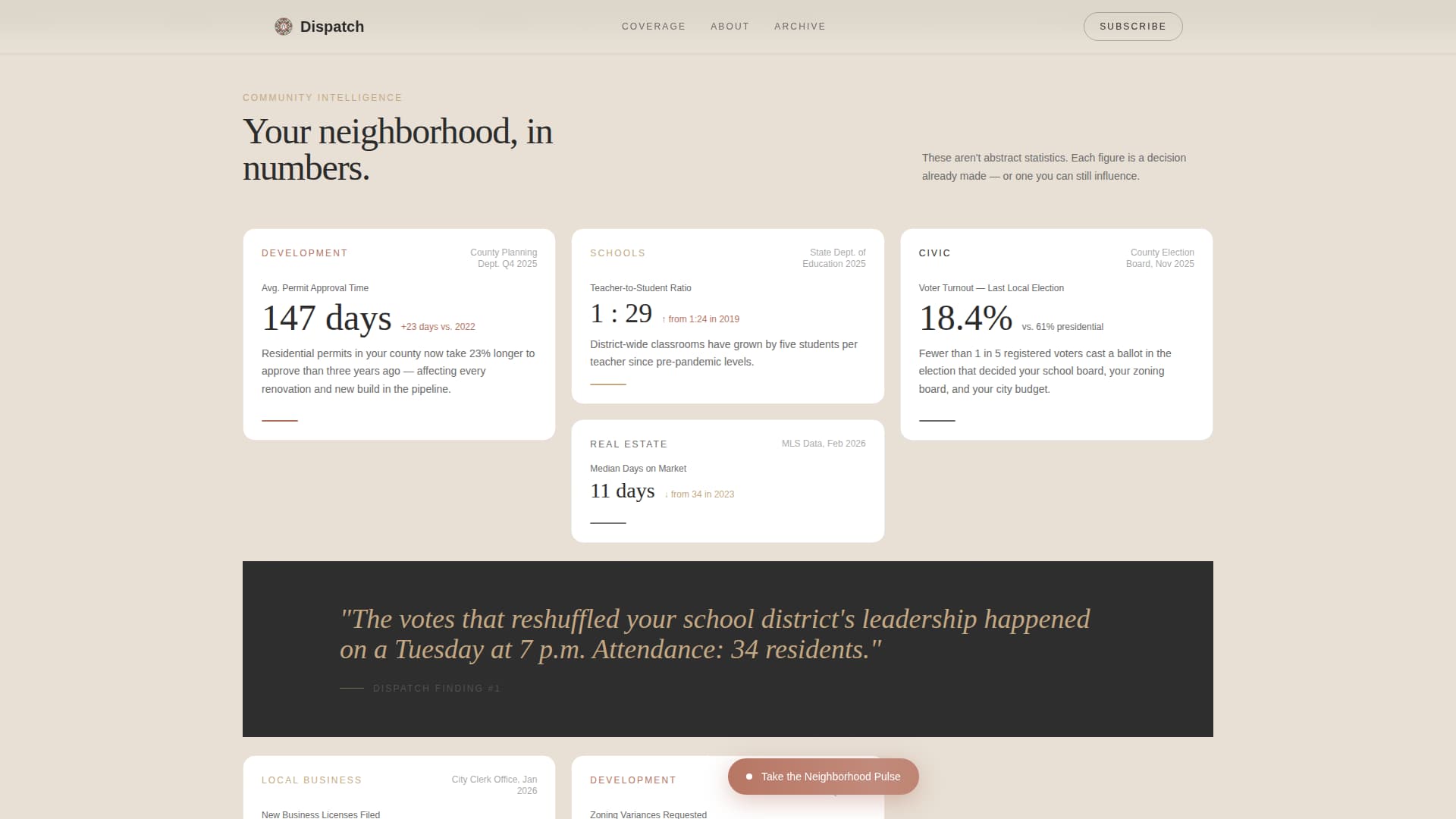 Dispatch - Authoritative Community Landing Page Template