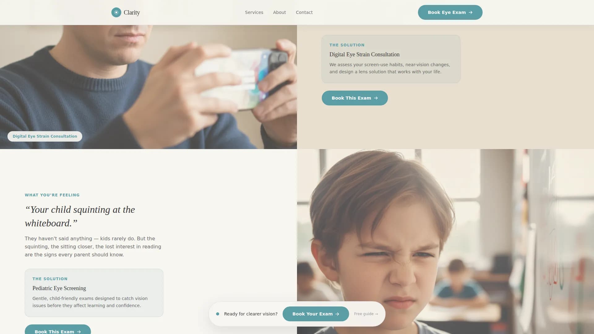 Optometrist Specialist Booking Website Template