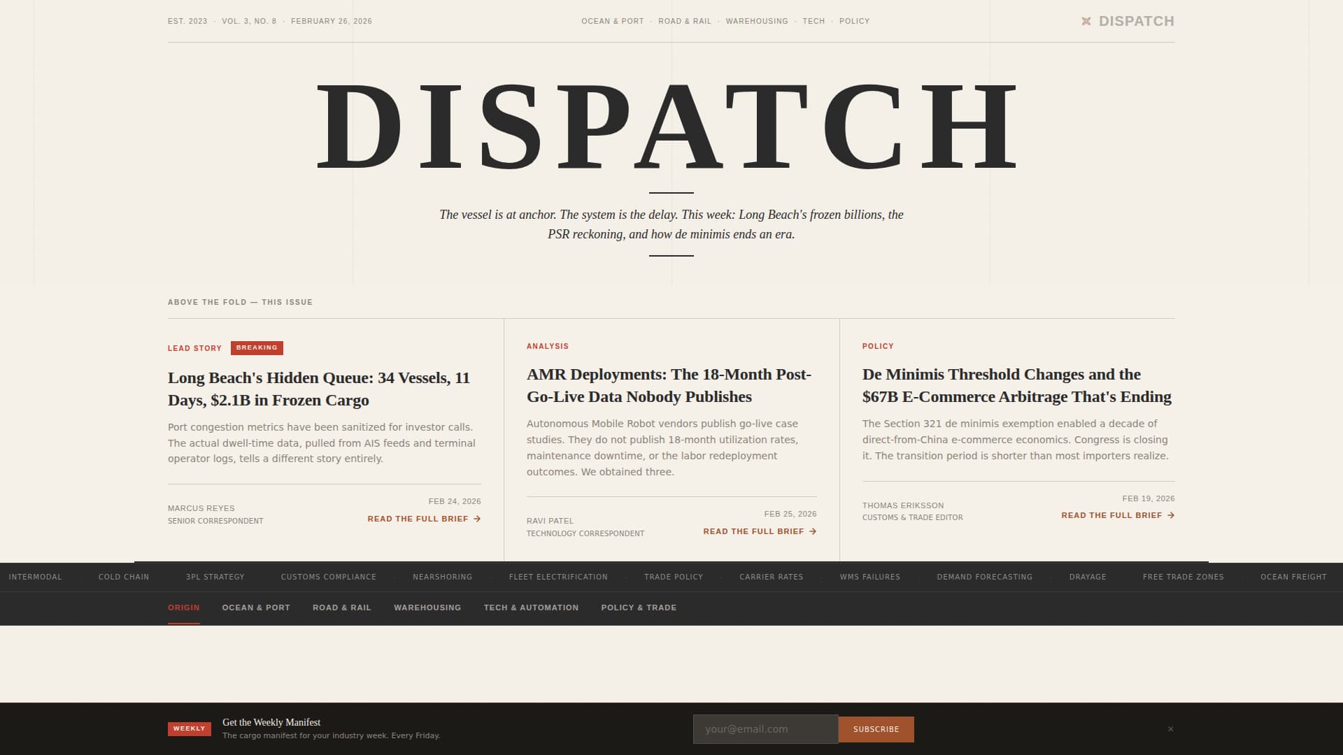 Dispatch - Authoritative Logistics Landing Page Template