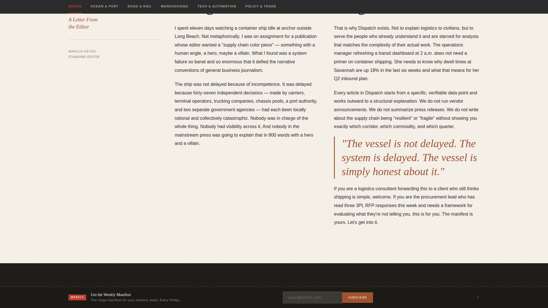 Dispatch - Authoritative Logistics Landing Page Template