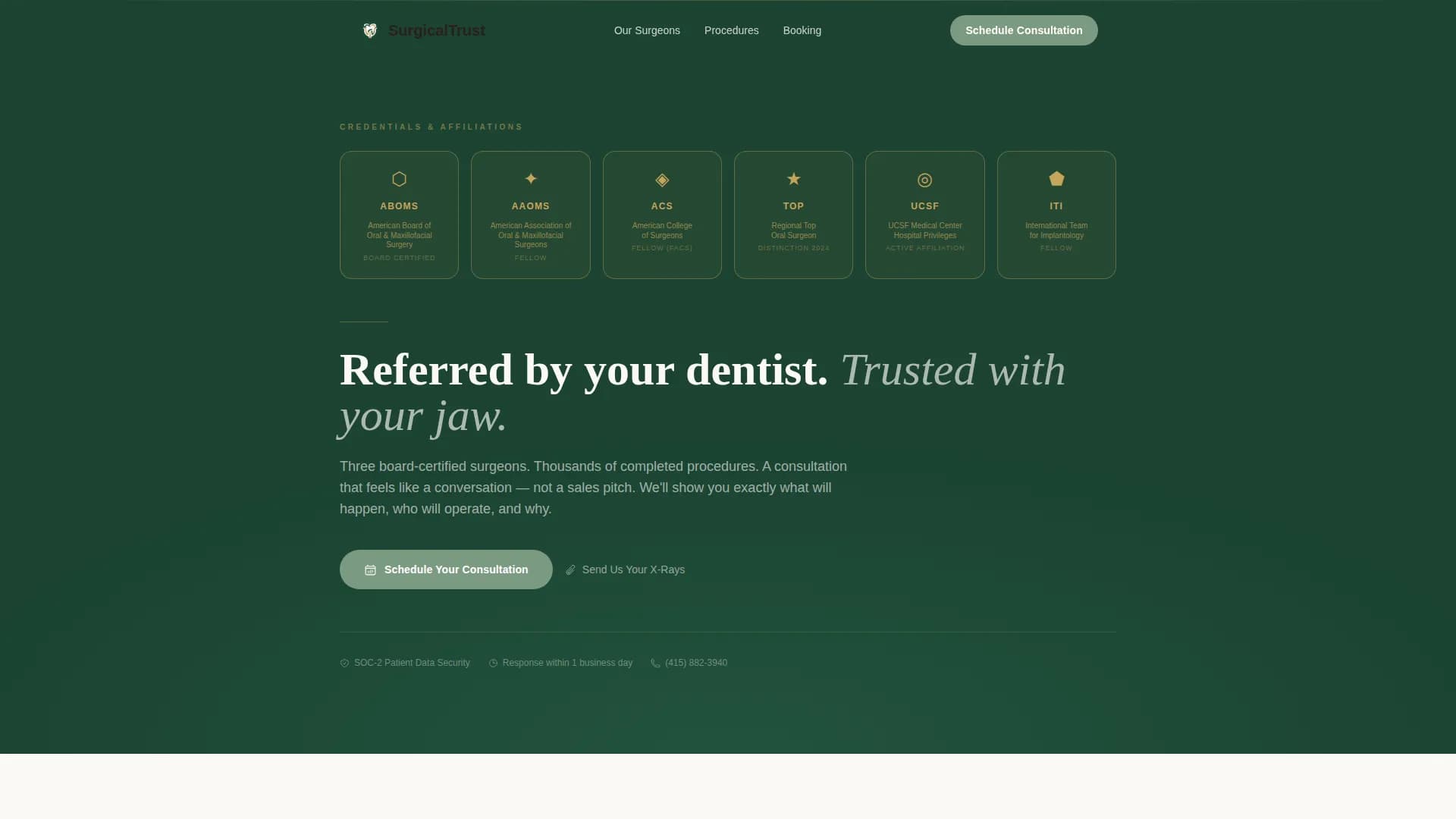 Surgicaltrust - Authoritative Oral Surgeon Landing Page Template