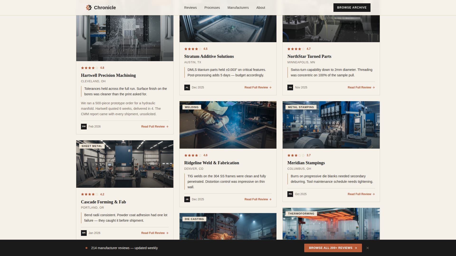 Chronicle - Trusted Manufacturing Landing Page Template