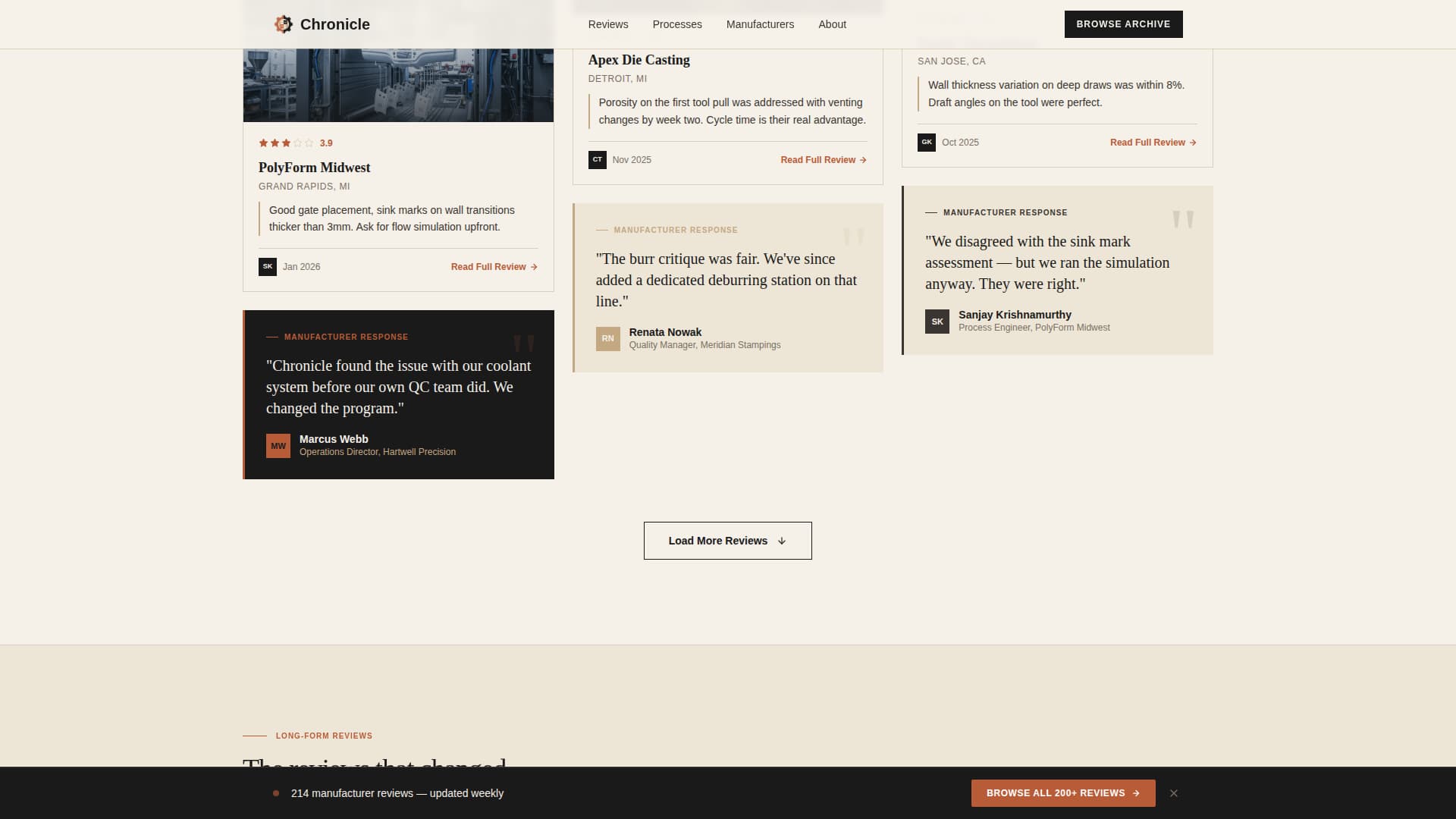 Chronicle - Trusted Manufacturing Landing Page Template