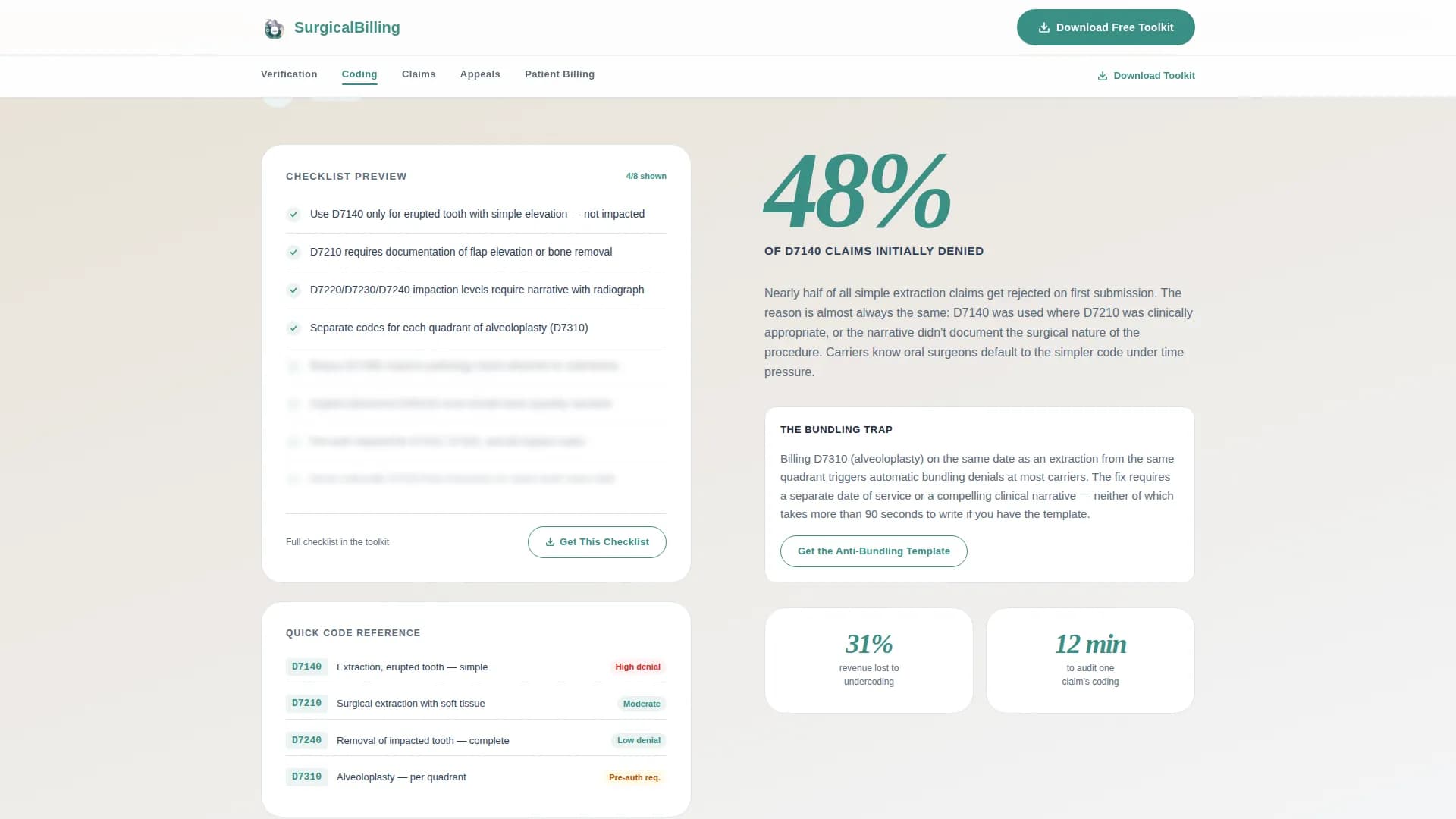 Surgicalbilling - Streamlined Oral Surgeon Landing Page Template