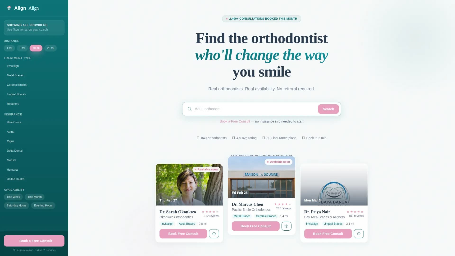 Orthodontist Directory & Provider Search Website Template