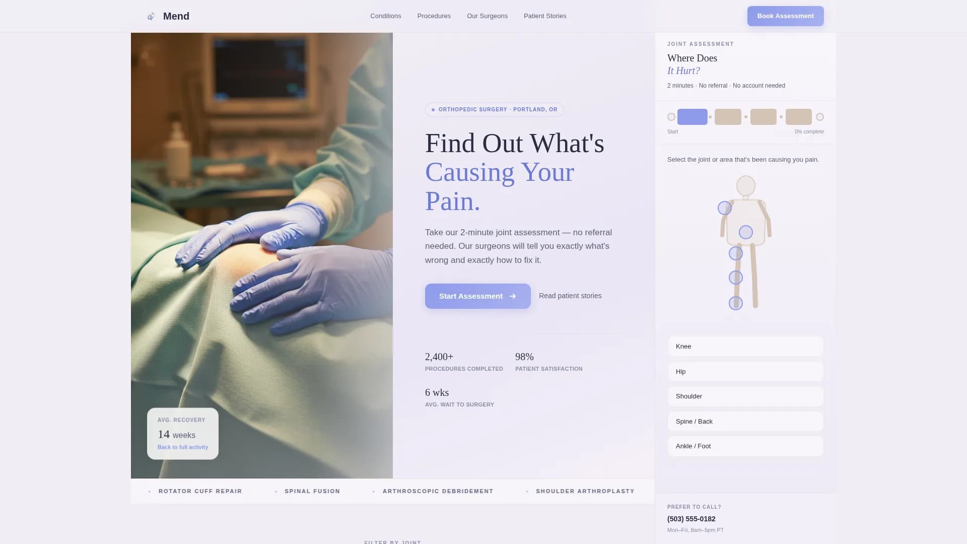 Orthopedic Surgeon Booking Website Template