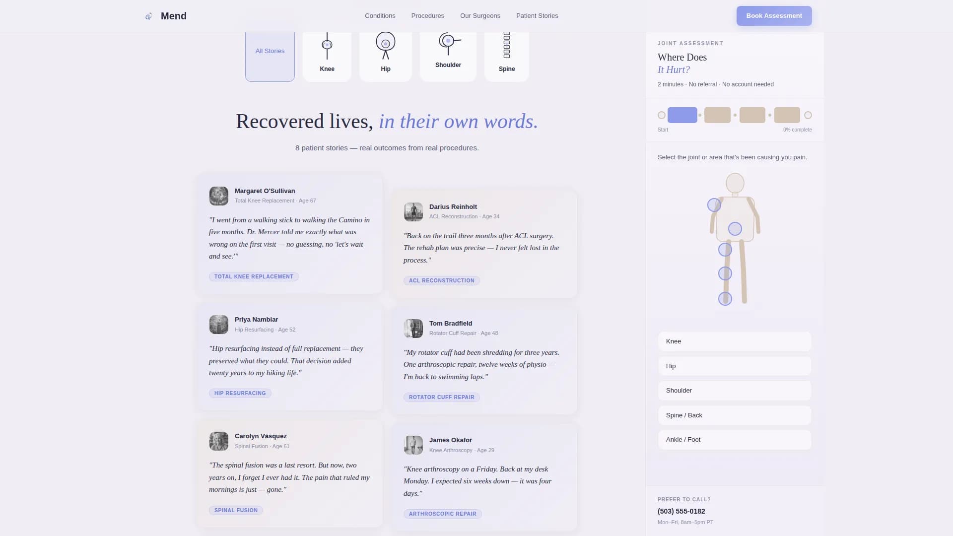 Orthopedic Surgeon Booking Website Template