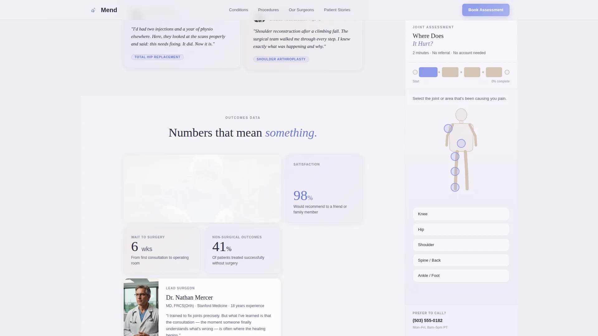 Orthopedic Surgeon Booking Website Template