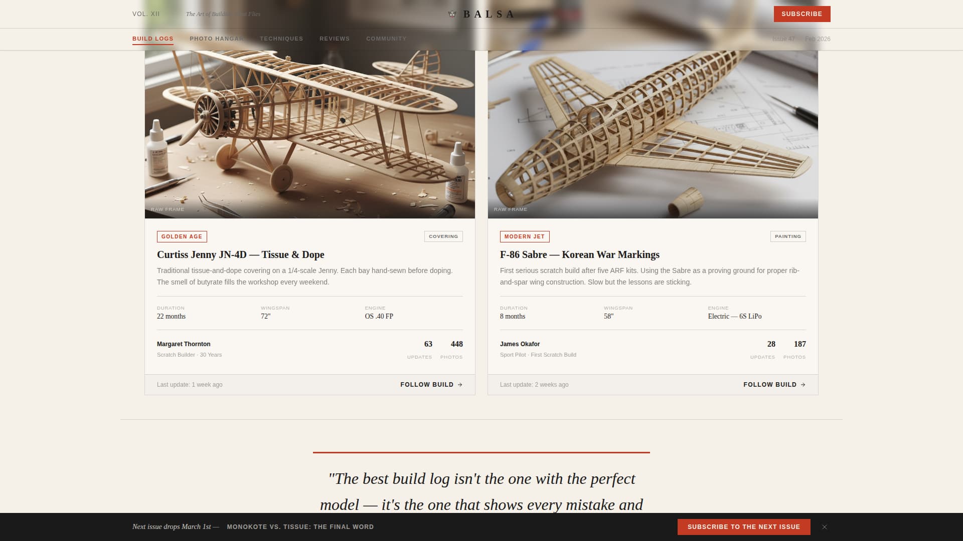 Balsa - Authoritative Hobbyist Landing Page Template