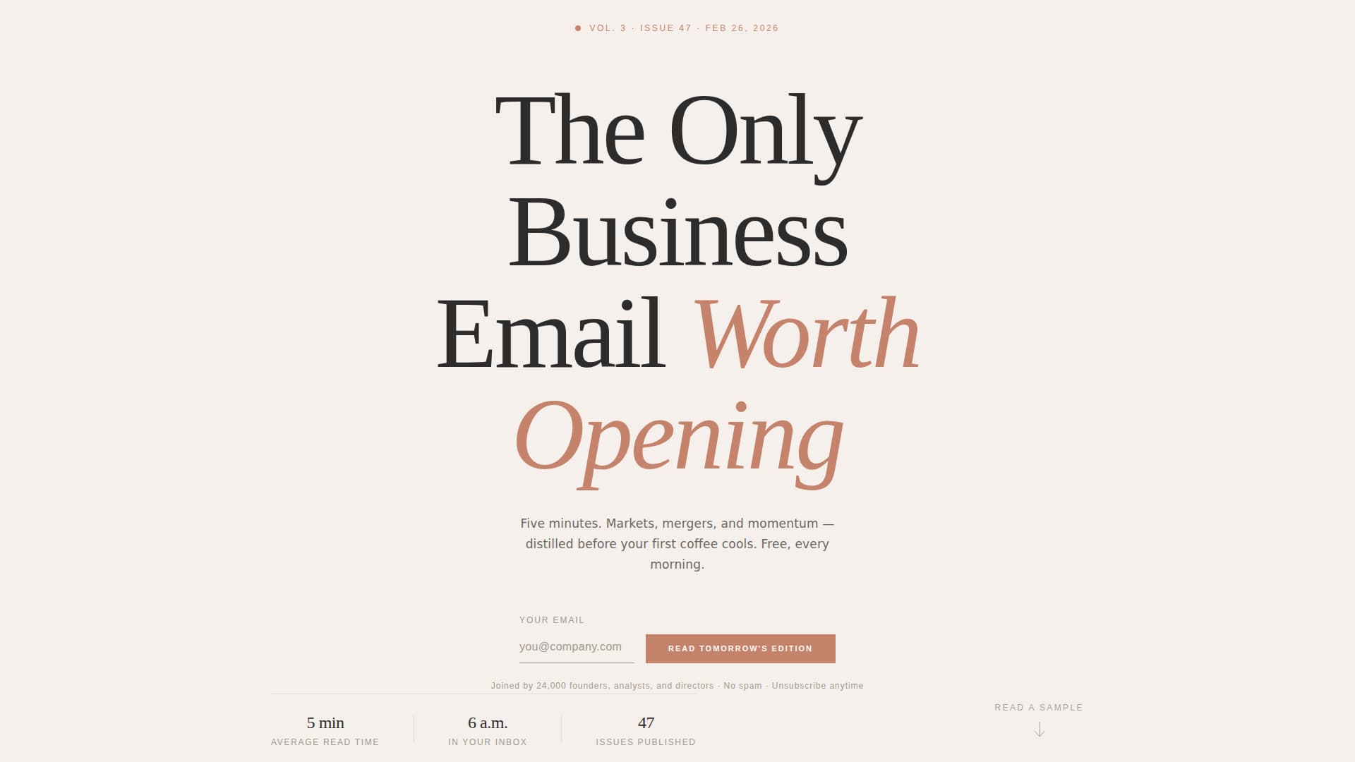Dispatch — Refined Industry Newsletter Landing Page Template