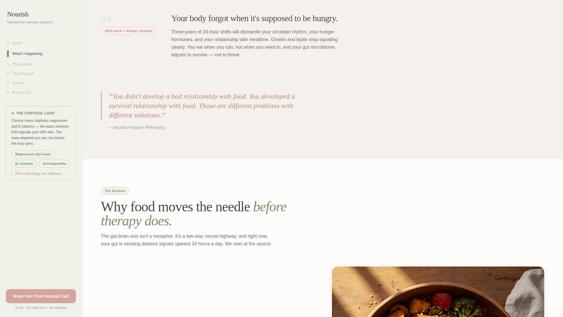 Nourish - Healing PTSD Nutrition Landing Page Template