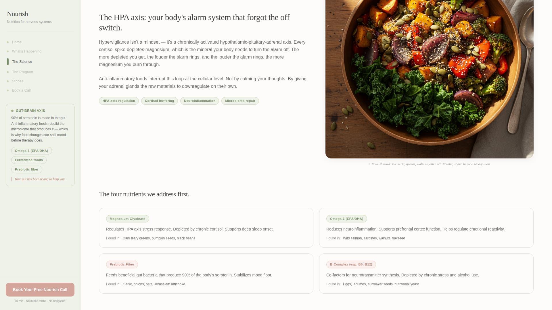 Nourish - Healing PTSD Nutrition Landing Page Template