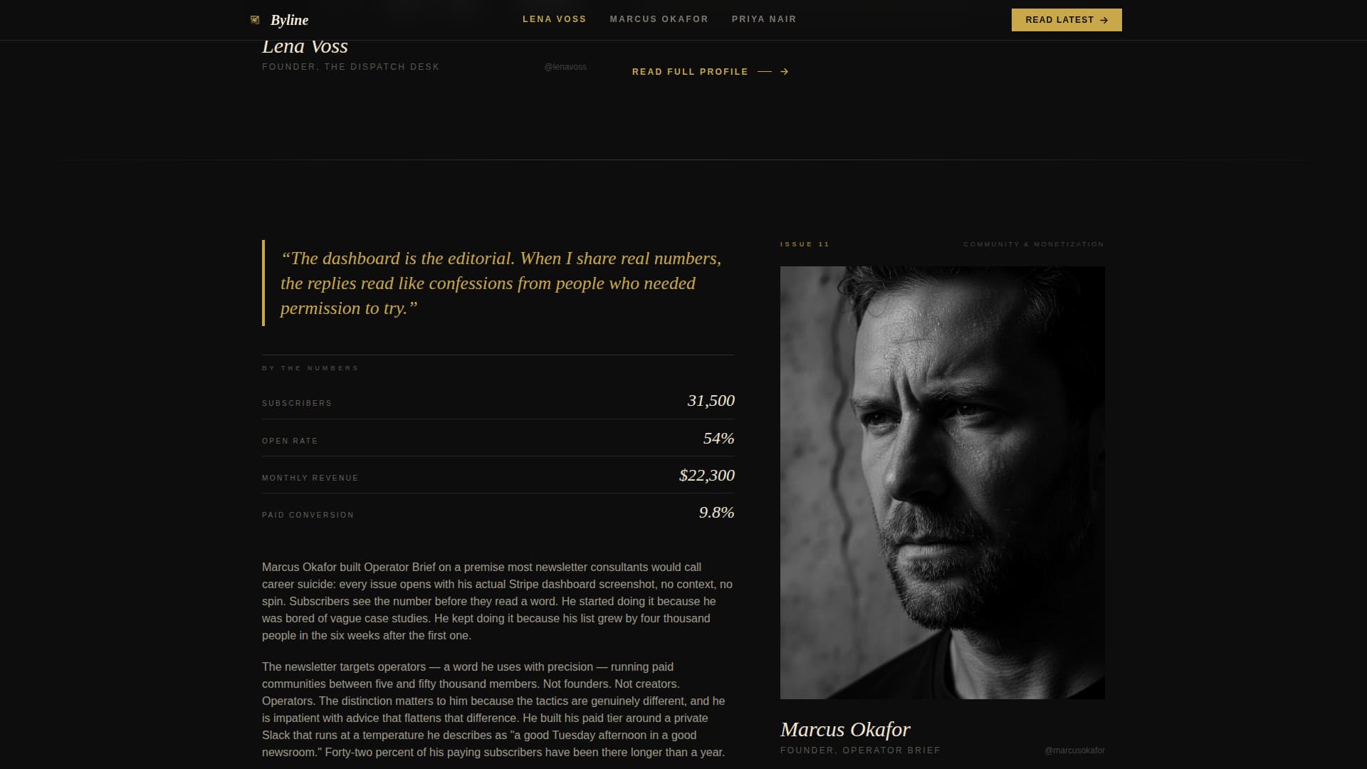 Byline - Cinematic Newsletter Landing Page Template